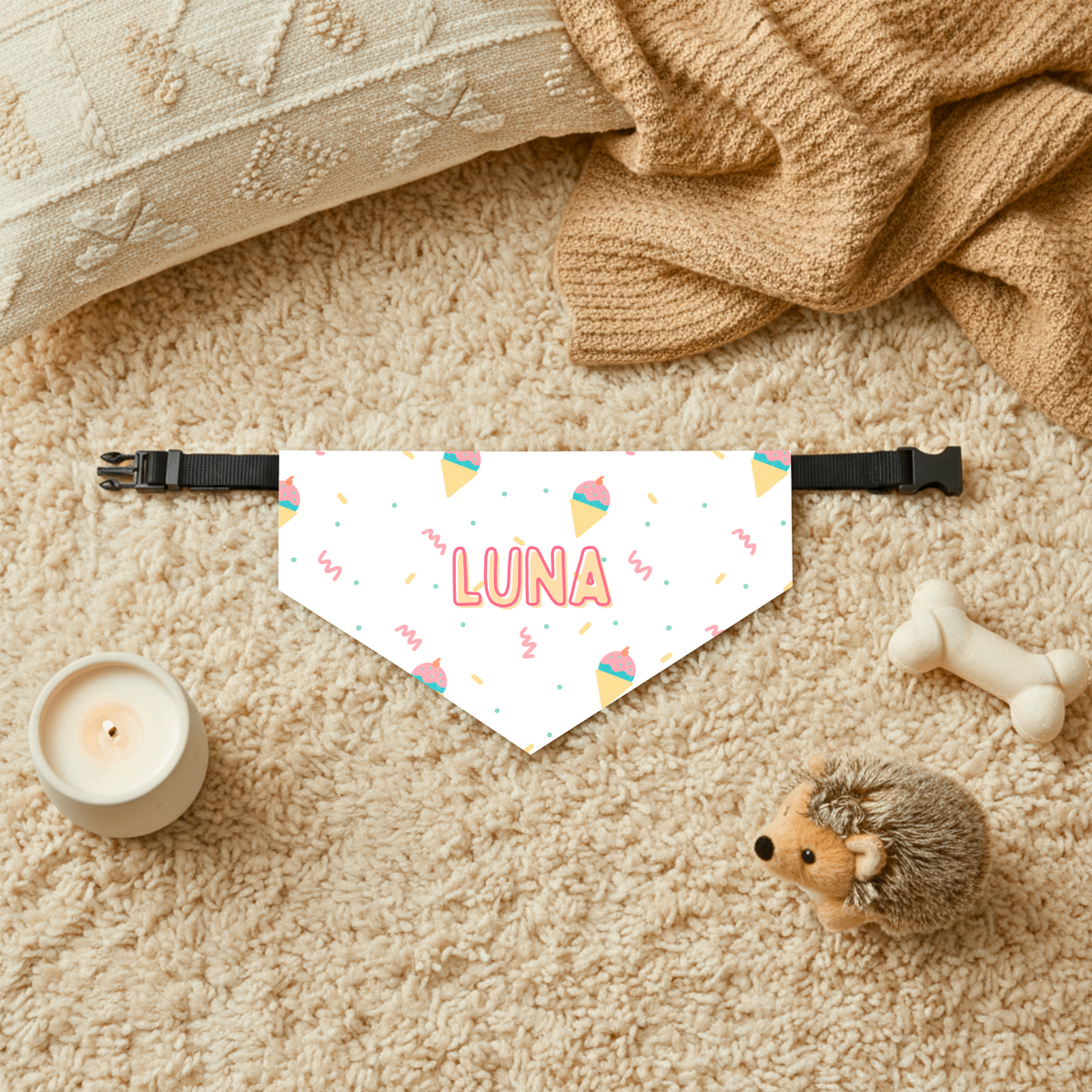 Bandana personnalisé pour chien et chat crème glacée | Amis & Animaux