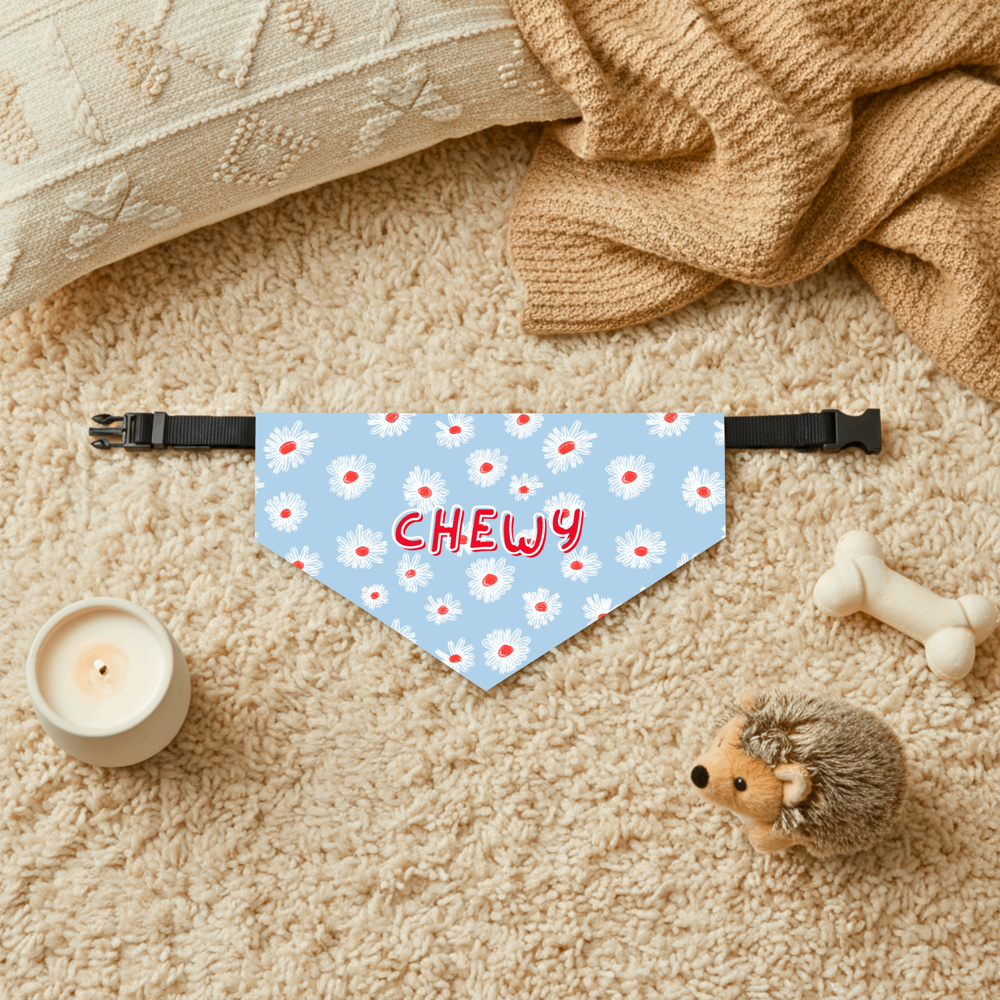 Bandana personnalisé pour animaux – Fleuri pour lui 💙🌼