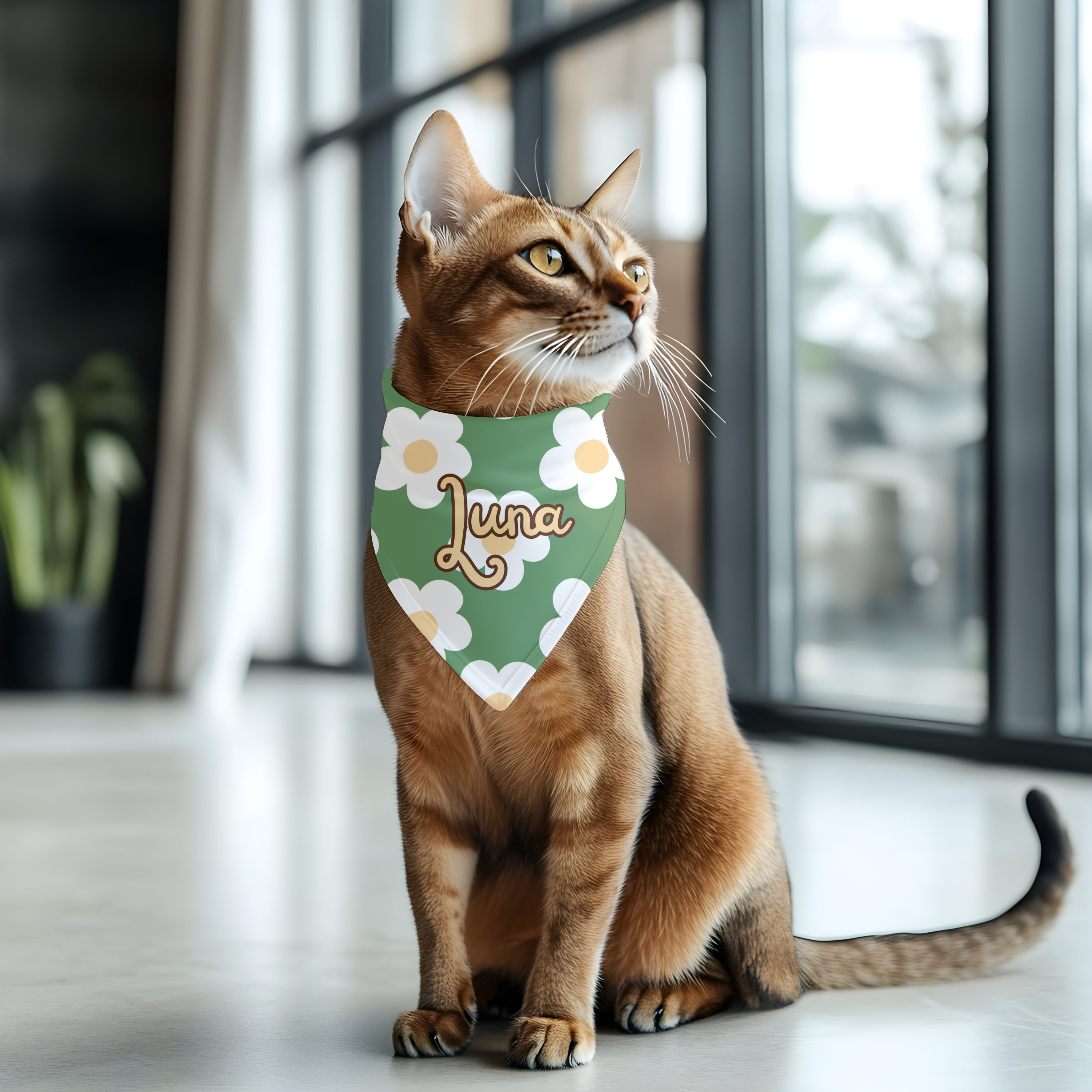 Bandana personnalisé pour animaux – Fleuri pour elle 💚🌼